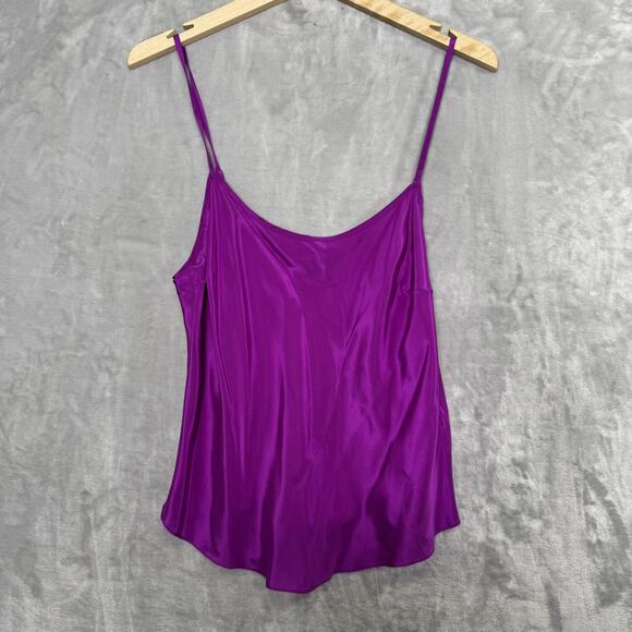 DKNY Blouse Womens Size 12 Purple 100% Silk Sheer Pleated Button Front Top - Picture 8 of 15